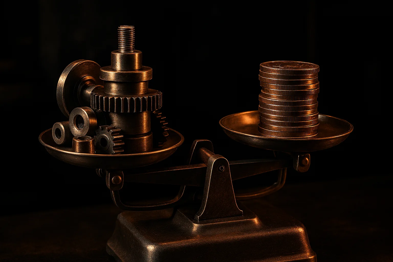 Industriewaage mit Maschinenteilen – TCO-Analyse